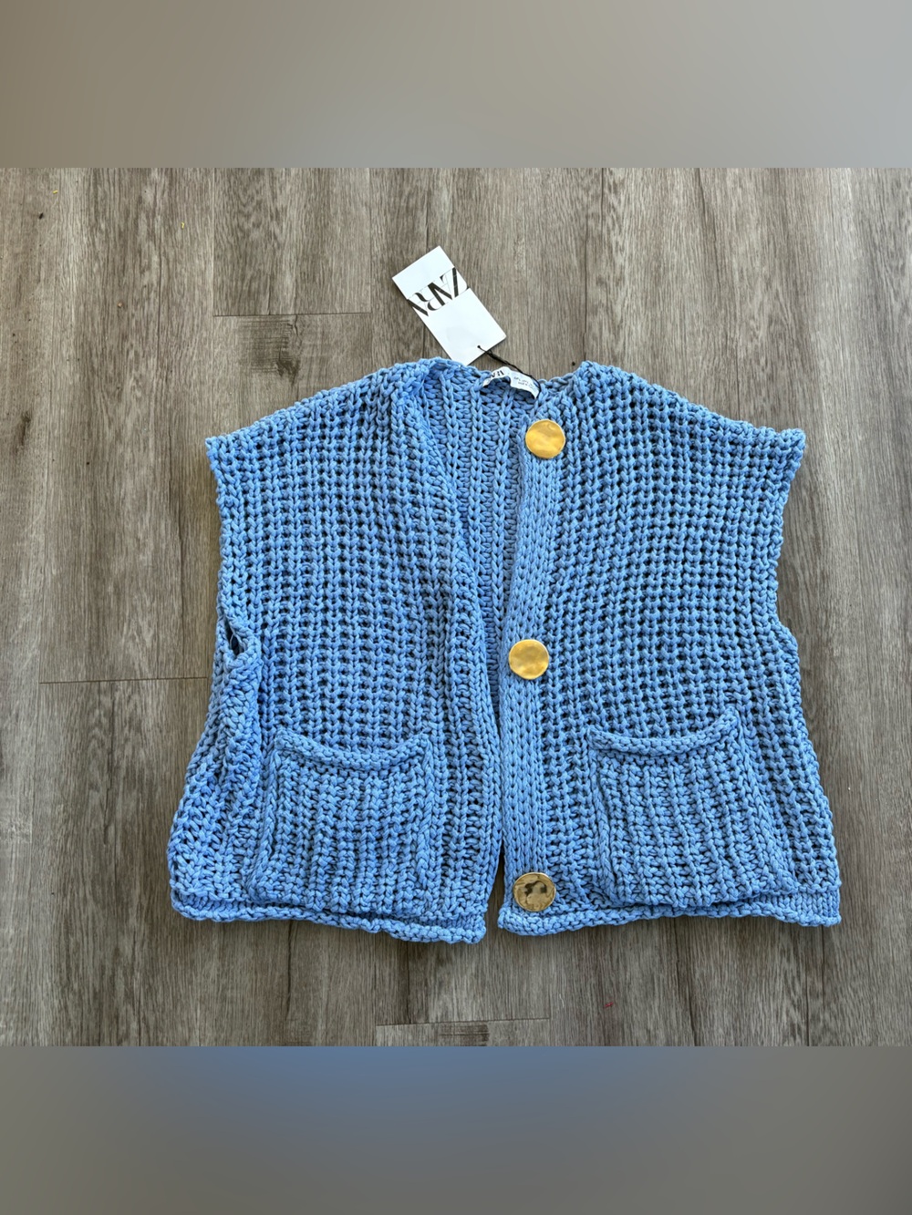 NWT Zara Chunky Knit Button Up L
